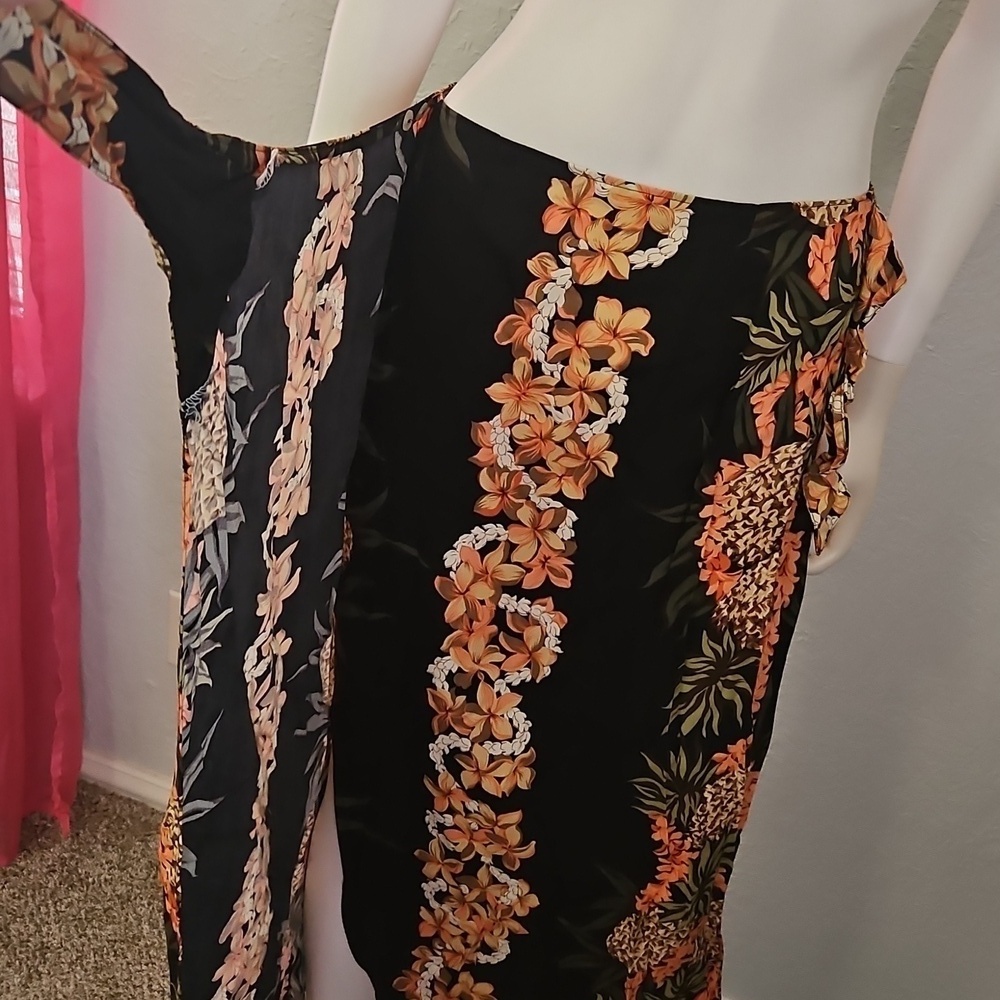 HILO HATTIE Floral Tropical Two Piece Wrap Skirt Button Down Shirt Tiki Set - Picture 7 of 10